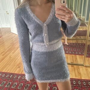 Forever 21 Soft Blue and White Skirt Set